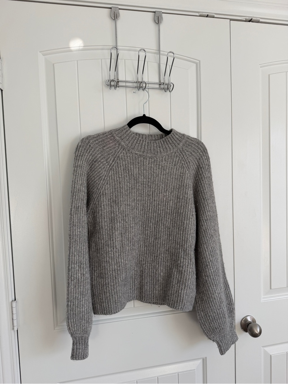 JOIE Gray Ribbed Crewneck Sweater -